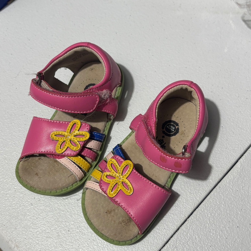 Livie & Luca Matilda Jane Pink Floral Leather Sandals Toddler Size 7 Multi Color